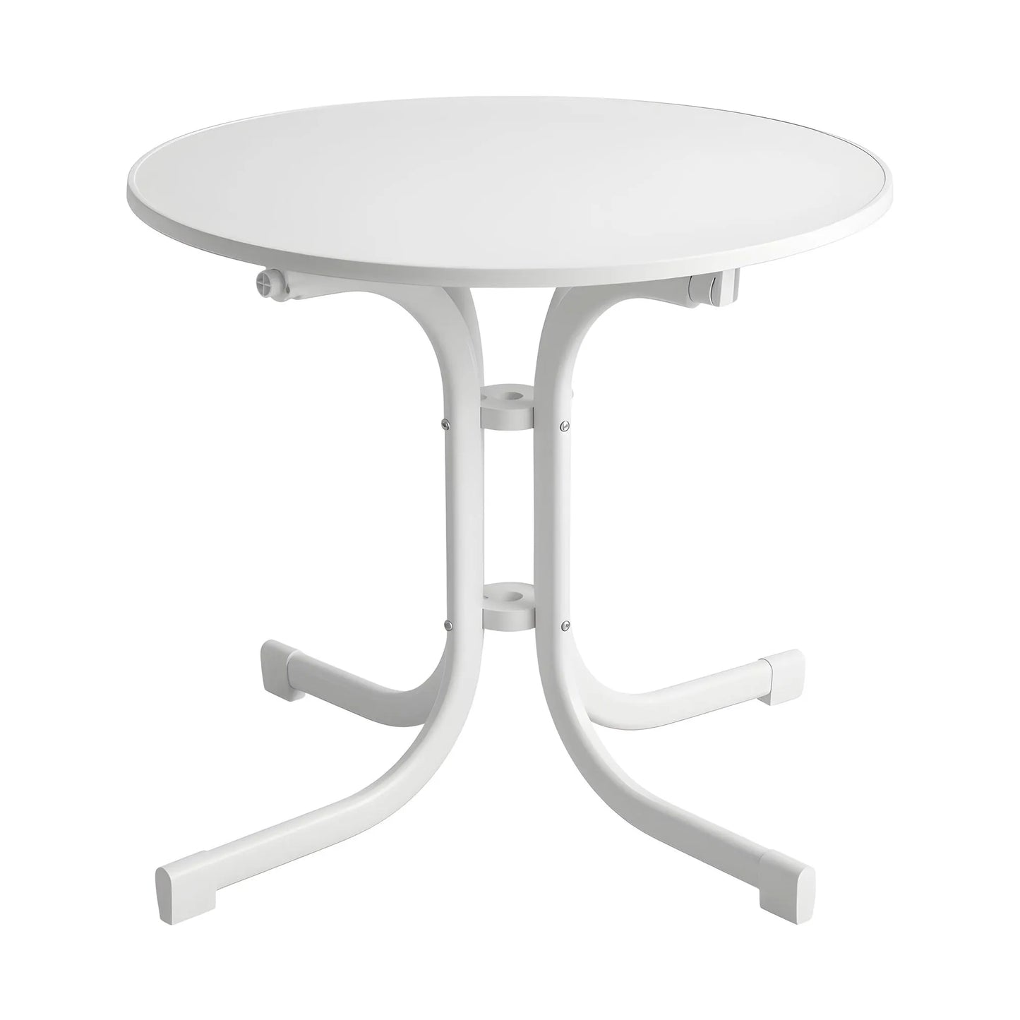 Gardeon Outdoor Side Table 80cm Folding Steel Round Bistro Desk Cafe Patio Furniture White - Image 9