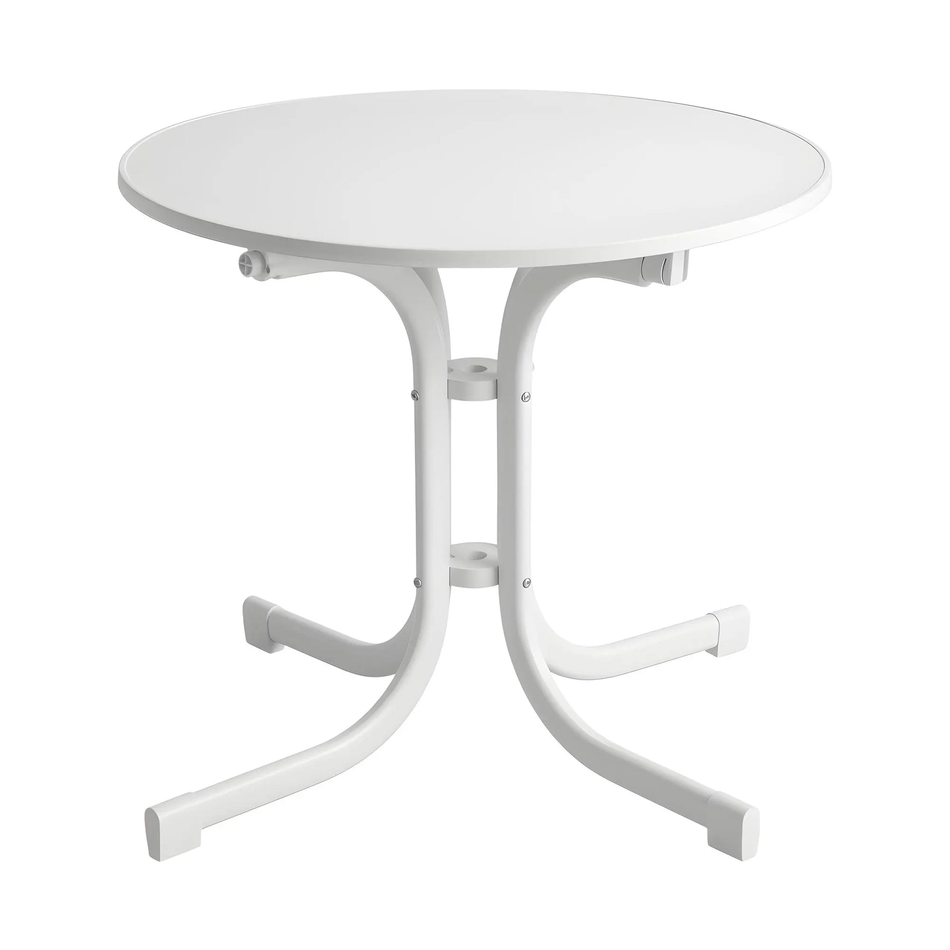 Gardeon Outdoor Side Table 80cm Folding Steel Round Bistro Desk Cafe Patio Furniture White - Image 9