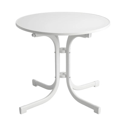 Gardeon Outdoor Side Table 80cm Folding Steel Round Bistro Desk Cafe Patio Furniture White - Image 9