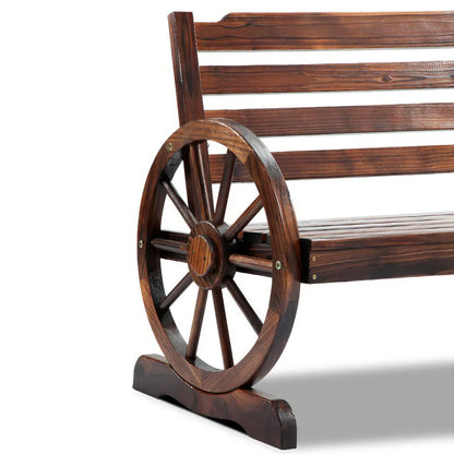 Gardeon Outdoor Garden Bench Wooden 2 Seat Wagon Chair Patio Furniture Brown - Image 7