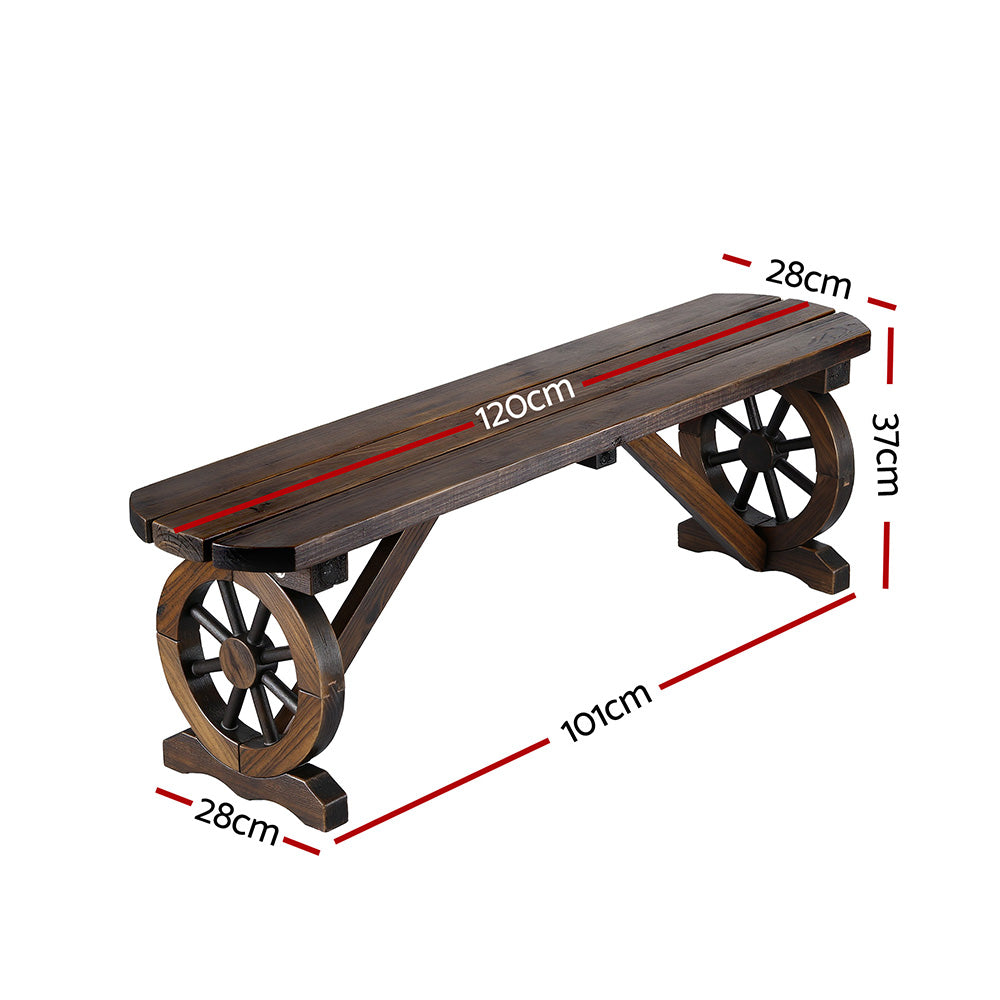 Gardeon Outdoor Garden Bench Seat Wooden Patio Furniture Wagon Dining Chair - Image 2