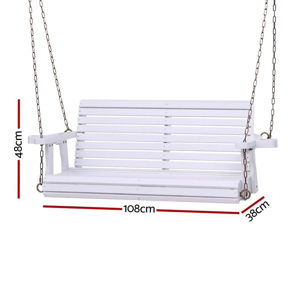Gardeon Porch Outdoor Swing Chair With Cup Holder Wooden Furniture 2 Seater - Image 2