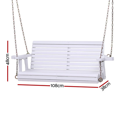 Gardeon Porch Outdoor Swing Chair With Cup Holder Wooden Furniture 2 Seater - Image 2