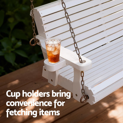 Gardeon Porch Outdoor Swing Chair With Cup Holder Wooden Furniture 2 Seater - Image 5
