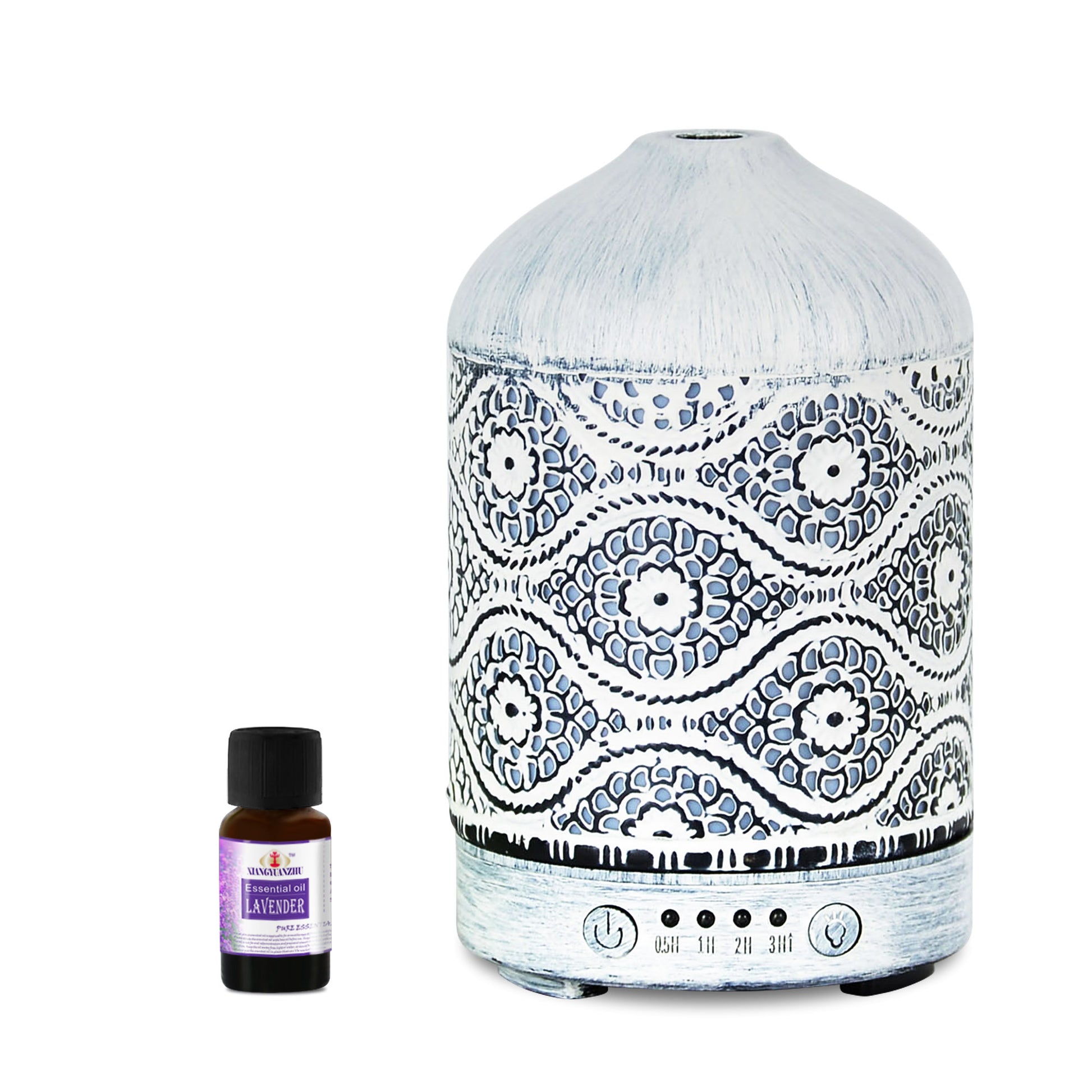 mbeat® activiva Metal Essential Oil and Aroma Diffuser-Vintage White -100ml Built-in 7 LED colour...