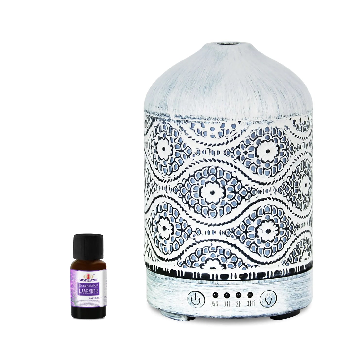 (LS) mbeat® activiva Metal Essential Oil and Aroma Diffuser-Vintage White -100ml Built-in 7 LED c...