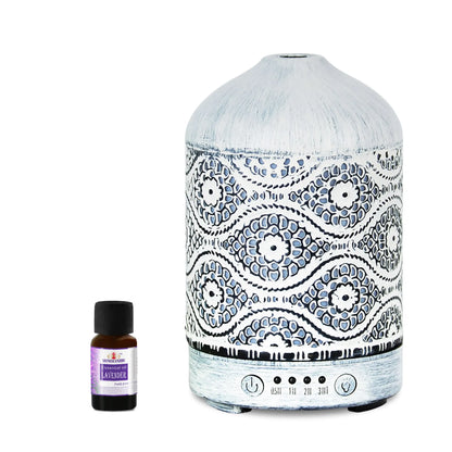 (LS) mbeat® activiva Metal Essential Oil and Aroma Diffuser-Vintage White -100ml Built-in 7 LED c...