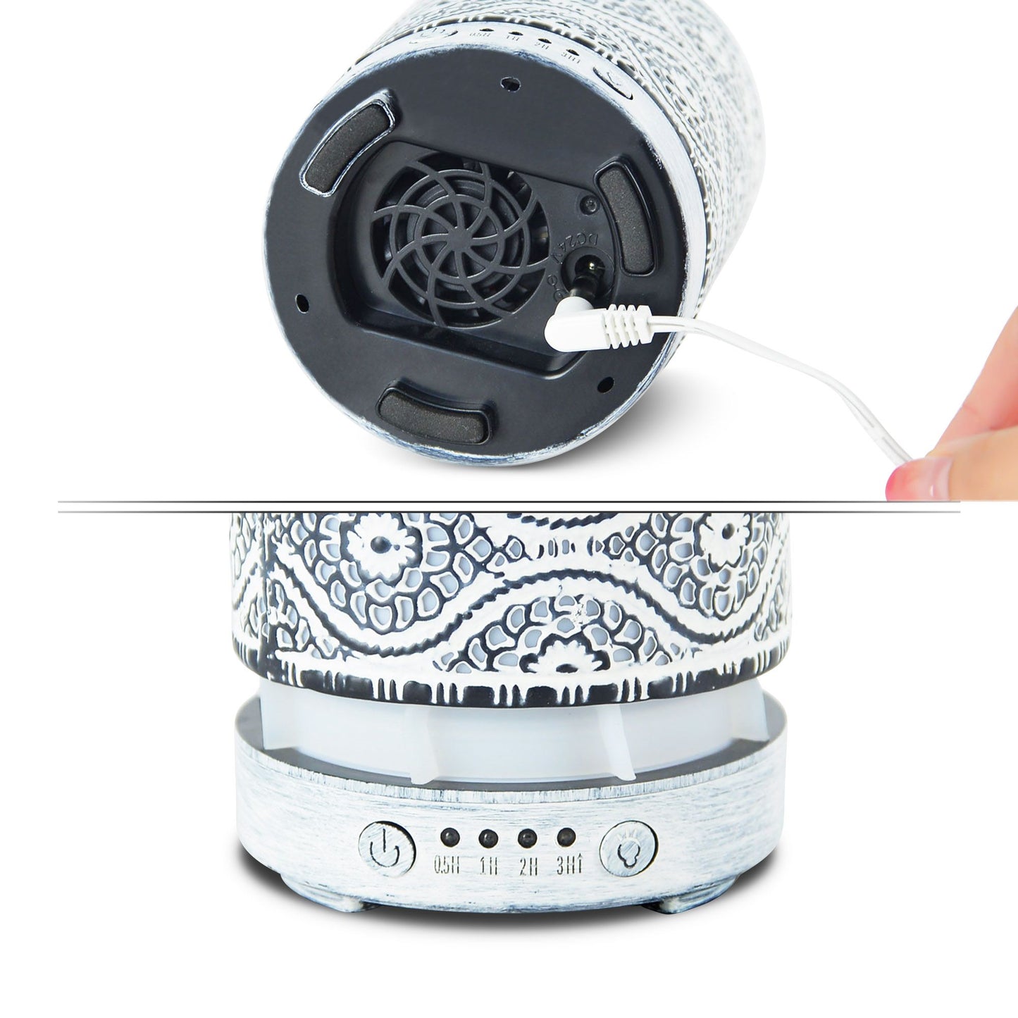 mbeat® activiva Metal Essential Oil and Aroma Diffuser-Vintage White -100ml Built-in 7 LED colour... - Image 3