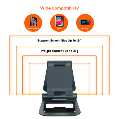 mbeat®  Stage S4 Mobile Phone and Tablet Stand Optimised Comfort Space Saving Portability Material: Aluminium alloy, ABS plastic Product Weight: 350g