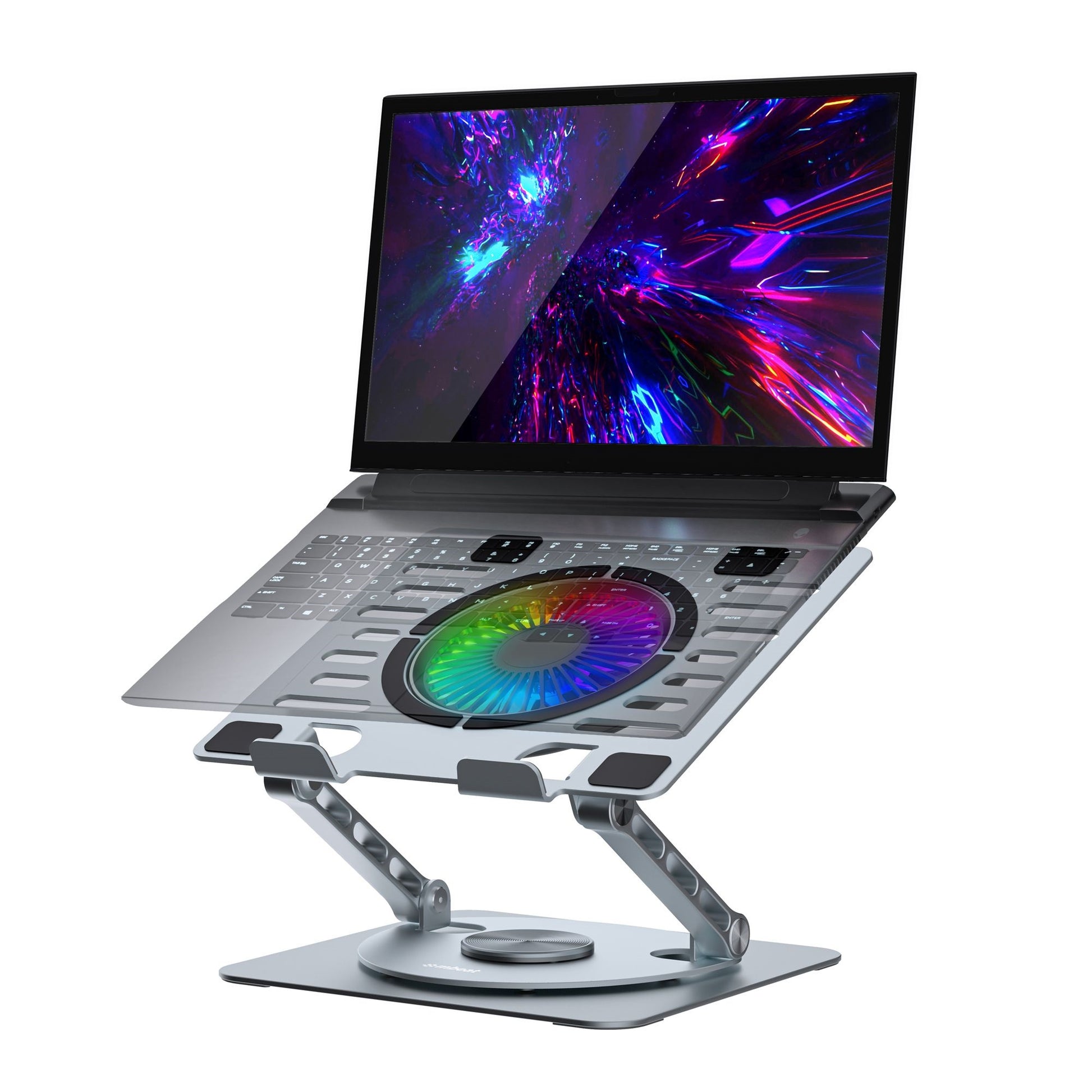 mbeat® Stage S8 Rotating Laptop Stand with RGB Cooling Fan and USB Ports Material: Aluminium allo...