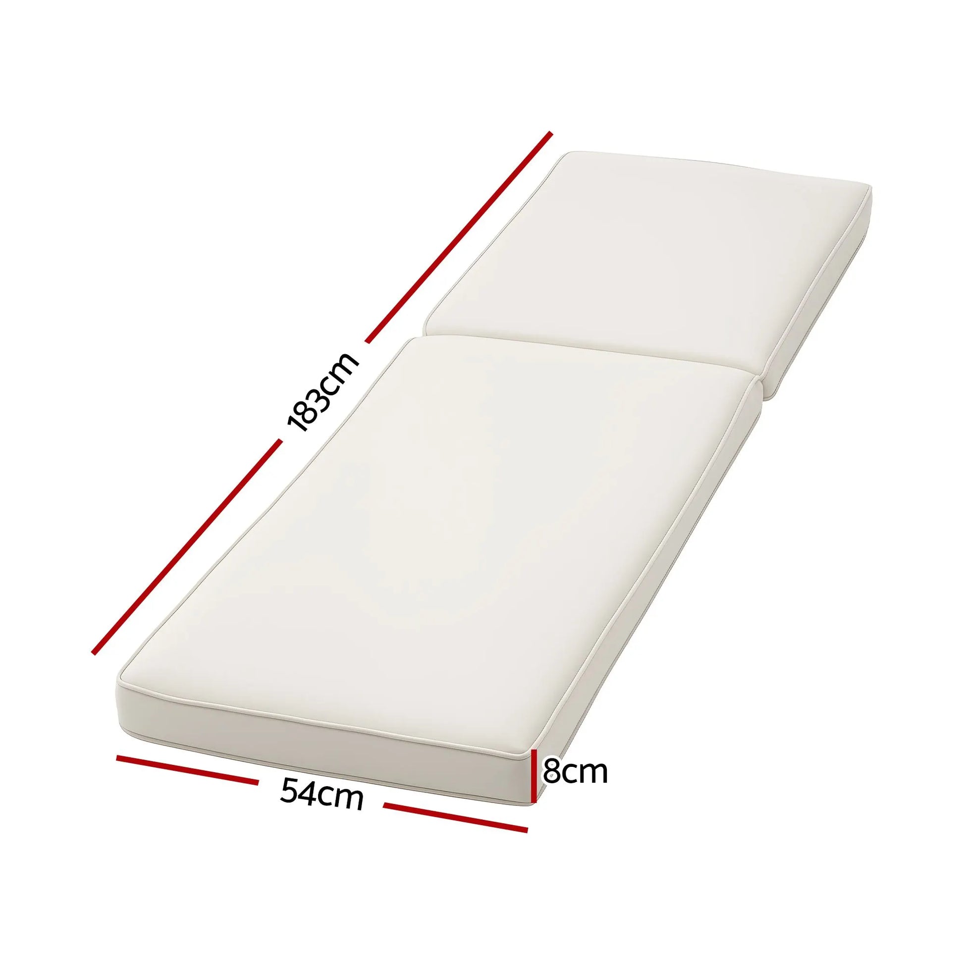 Gardeon Outdoor Chaise Lounge Cushion Lounge Chair Pad Sunbed Mattress Beige - Image 2