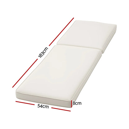 Gardeon Outdoor Chaise Lounge Cushion Lounge Chair Pad Sunbed Mattress Beige - Image 2