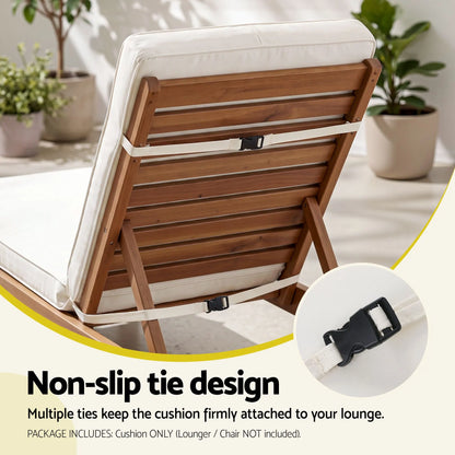 Gardeon Outdoor Chaise Lounge Cushion Lounge Chair Pad Sunbed Mattress Beige - Image 6