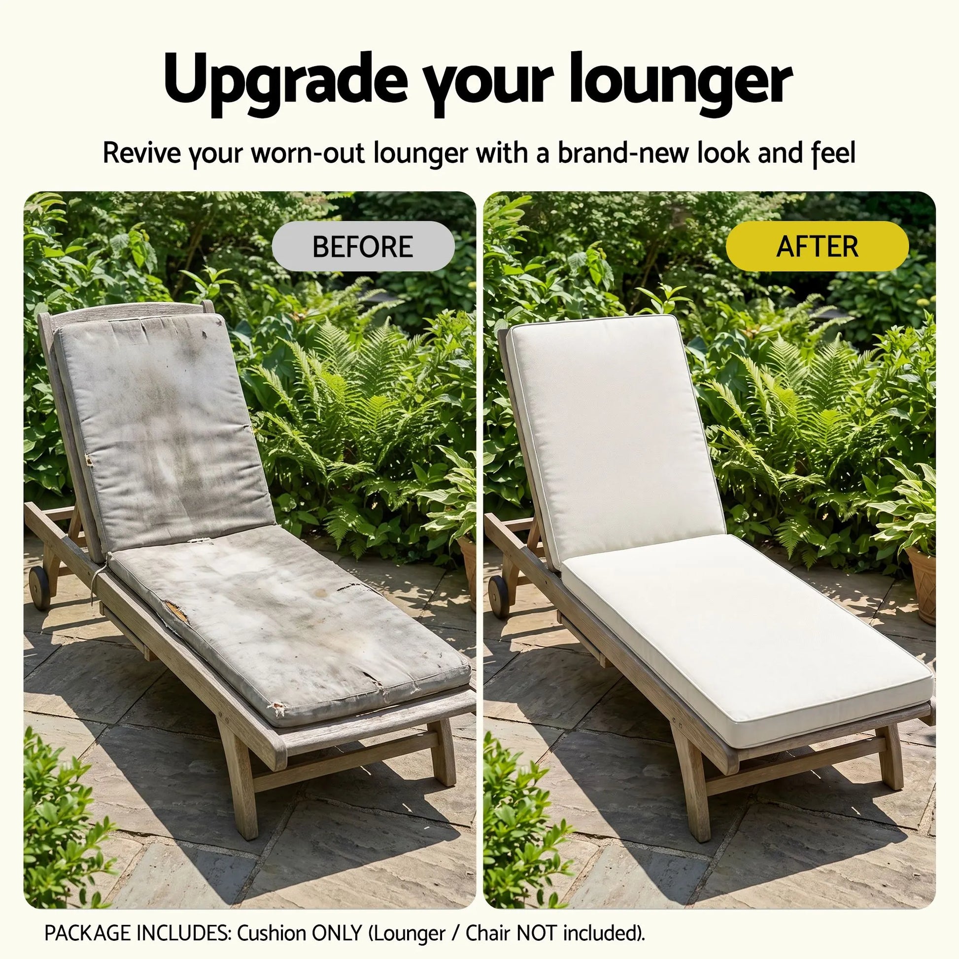 Gardeon Outdoor Chaise Lounge Cushion Lounge Chair Pad Sunbed Mattress Beige - Image 7