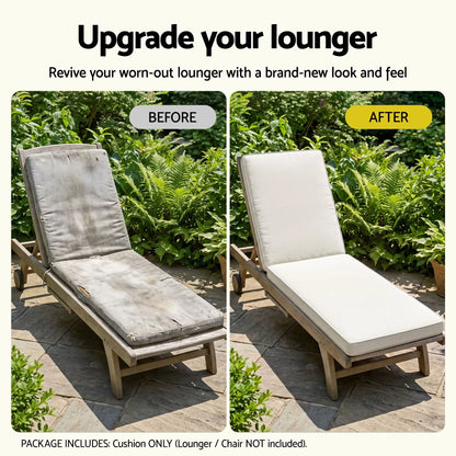 Gardeon Outdoor Chaise Lounge Cushion Lounge Chair Pad Sunbed Mattress Beige - Image 7