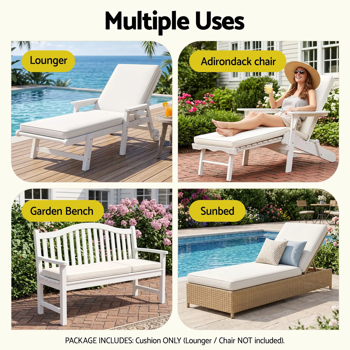 Gardeon Outdoor Chaise Lounge Cushion Lounge Chair Pad Sunbed Mattress Beige - Image 8