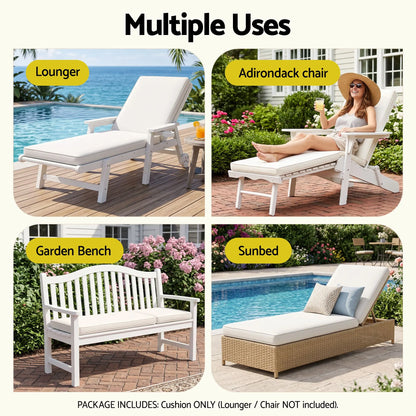 Gardeon Outdoor Chaise Lounge Cushion Lounge Chair Pad Sunbed Mattress Beige - Image 8