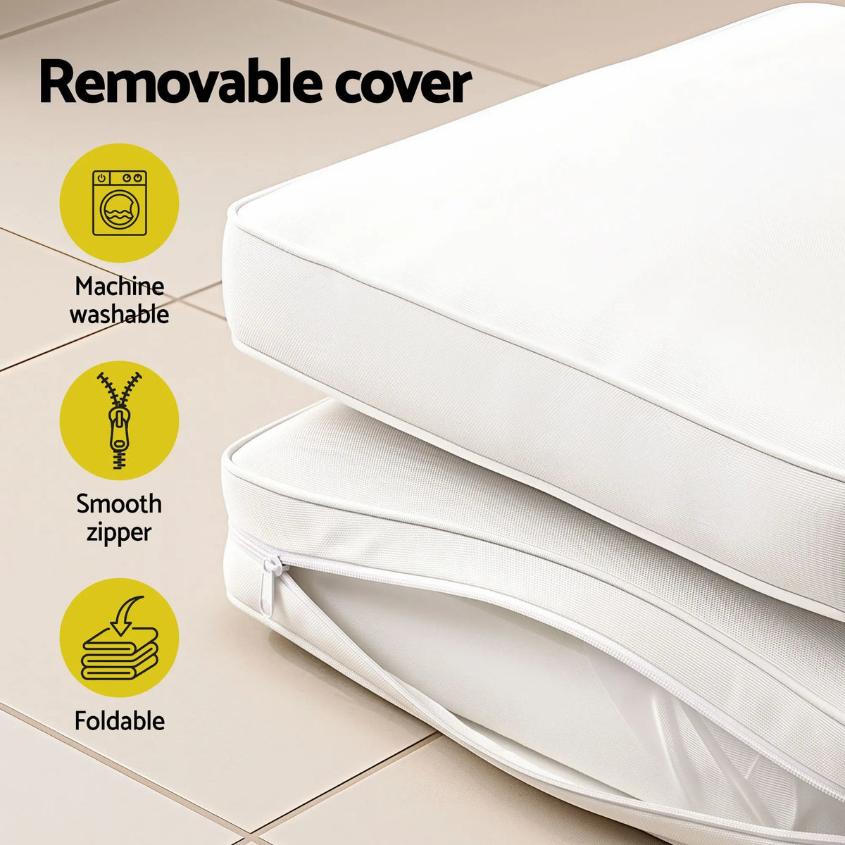 Gardeon Outdoor Chaise Lounge Cushion Lounge Chair Pad Sunbed Mattress Beige - Image 9