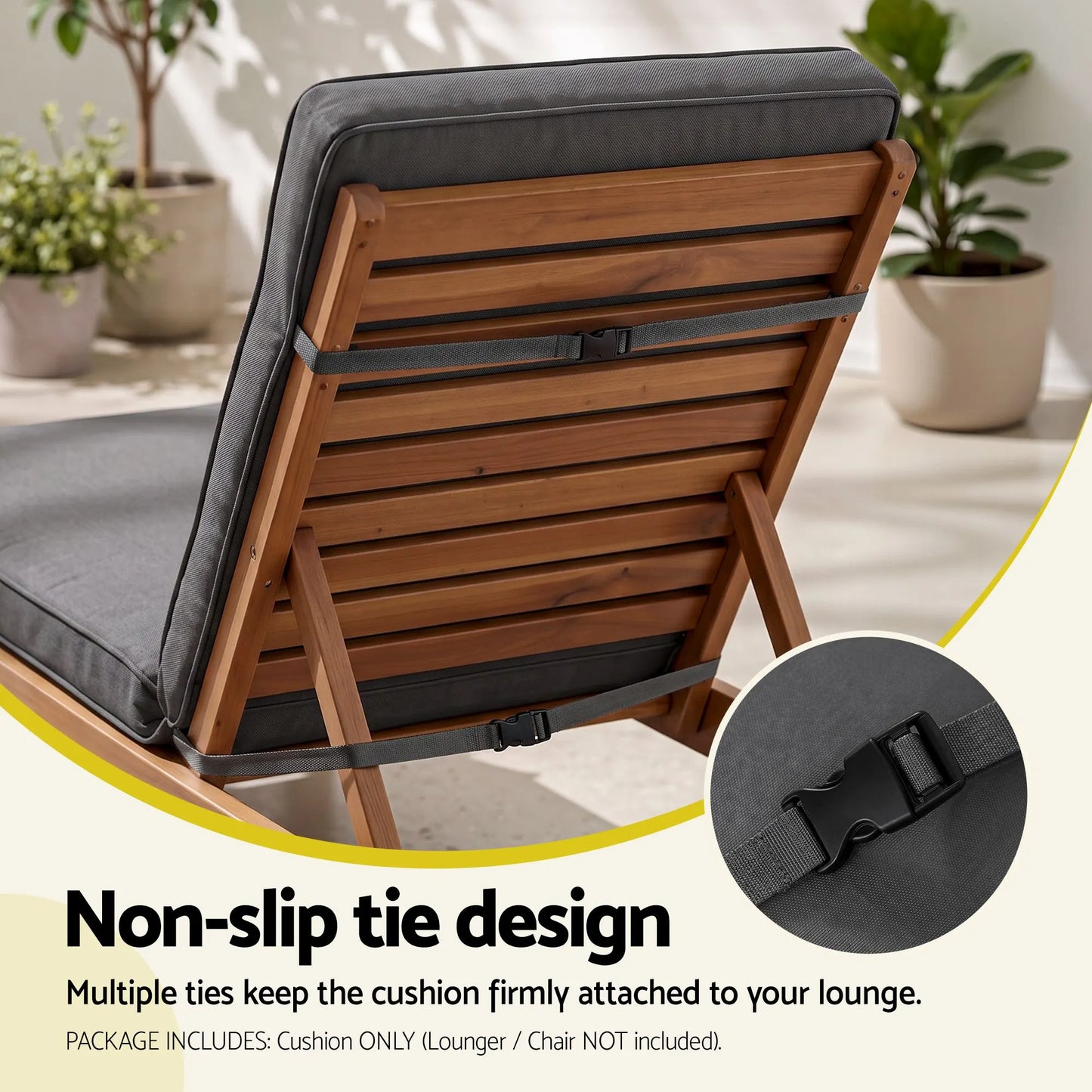 Gardeon Outdoor Chaise Lounge Cushion Lounge Chair Pad Sunbed Mattress Grey - Image 6