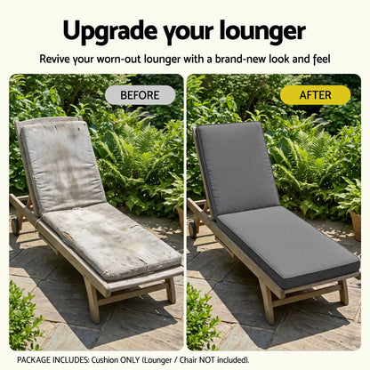 Gardeon Outdoor Chaise Lounge Cushion Lounge Chair Pad Sunbed Mattress Grey - Image 7