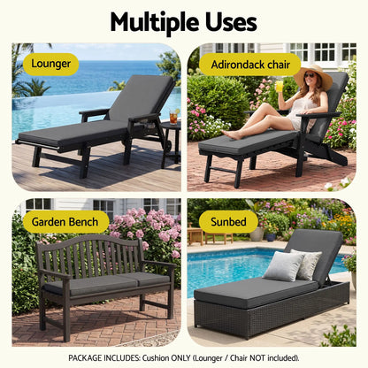 Gardeon Outdoor Chaise Lounge Cushion Lounge Chair Pad Sunbed Mattress Grey - Image 8