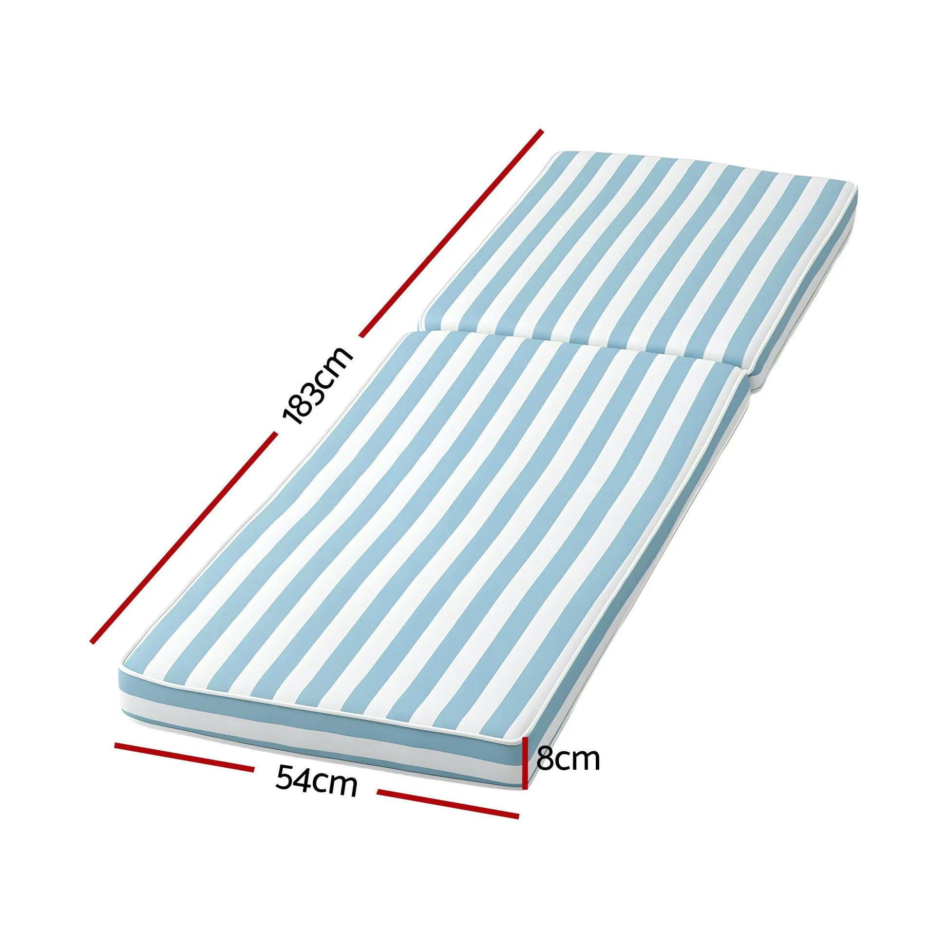 Gardeon Outdoor Chaise Lounge Cushion Lounge Chair Pad Sunbed Mattress Blue - Image 2