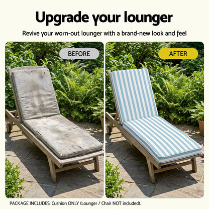 Gardeon Outdoor Chaise Lounge Cushion Lounge Chair Pad Sunbed Mattress Blue - Image 7