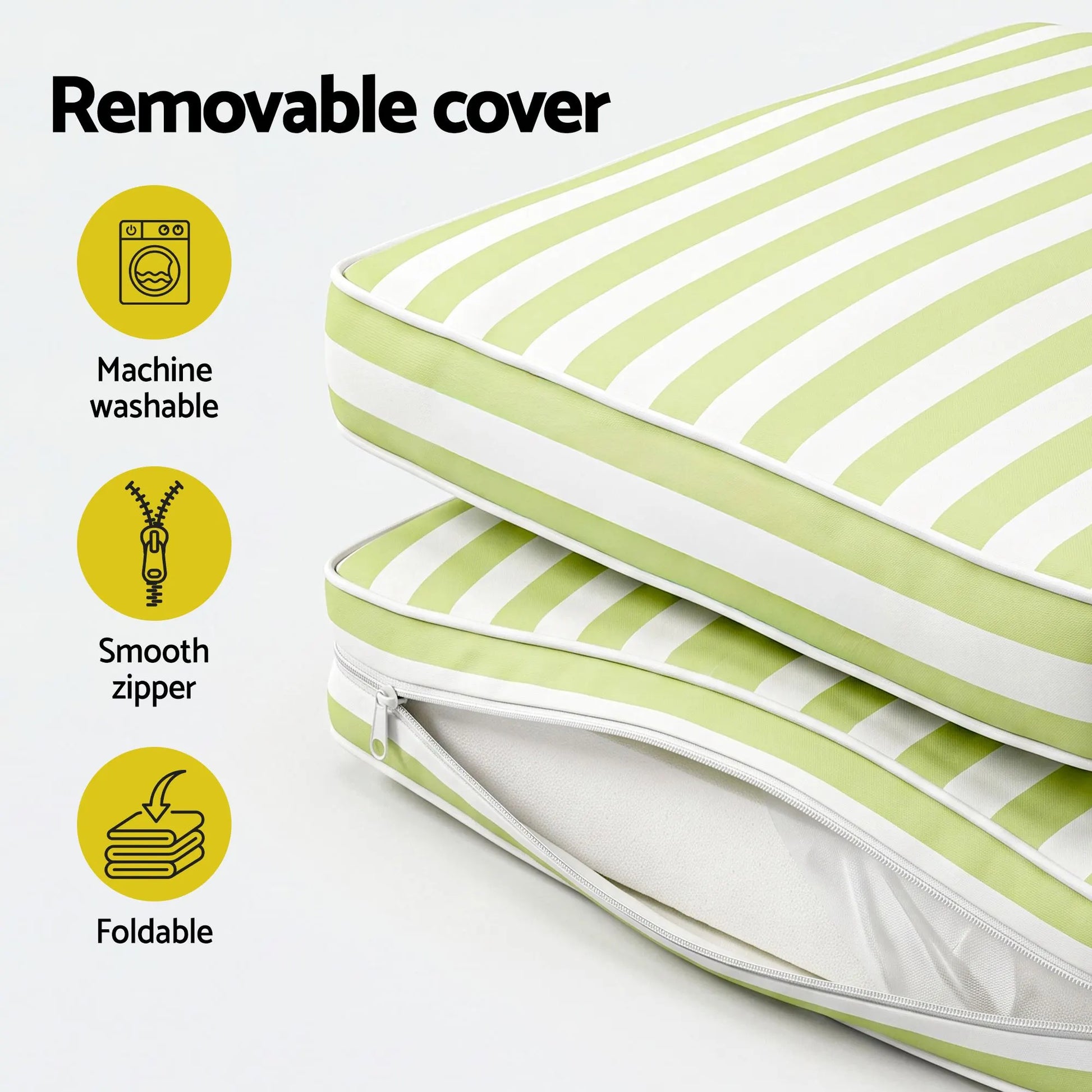 Gardeon Outdoor Chaise Lounge Cushion Lounge Chair Pad Sunbed Mattress Green - Image 9