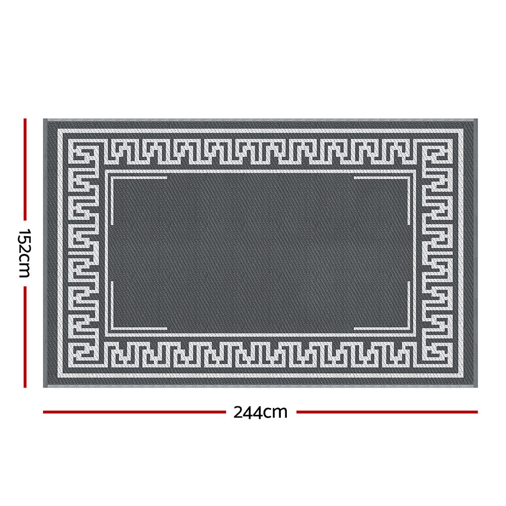 Gardeon Outdoor Rugs 152x244cm Large Carpet Reversible Area Mat PP Dual-Sided Patio Rug Greek Key - Image 2