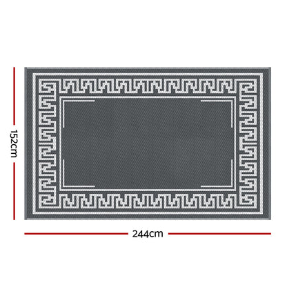 Gardeon Outdoor Rugs 152x244cm Large Carpet Reversible Area Mat PP Dual-Sided Patio Rug Greek Key - Image 2