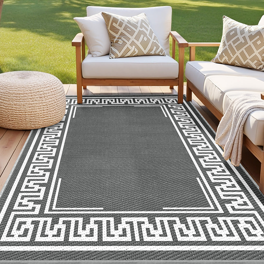 Gardeon Outdoor Rugs 152x244cm Large Carpet Reversible Area Mat PP Dual-Sided Patio Rug Greek Key - Image 7