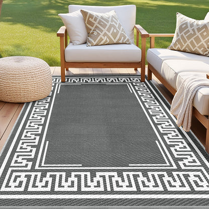 Gardeon Outdoor Rugs 152x244cm Large Carpet Reversible Area Mat PP Dual-Sided Patio Rug Greek Key - Image 7