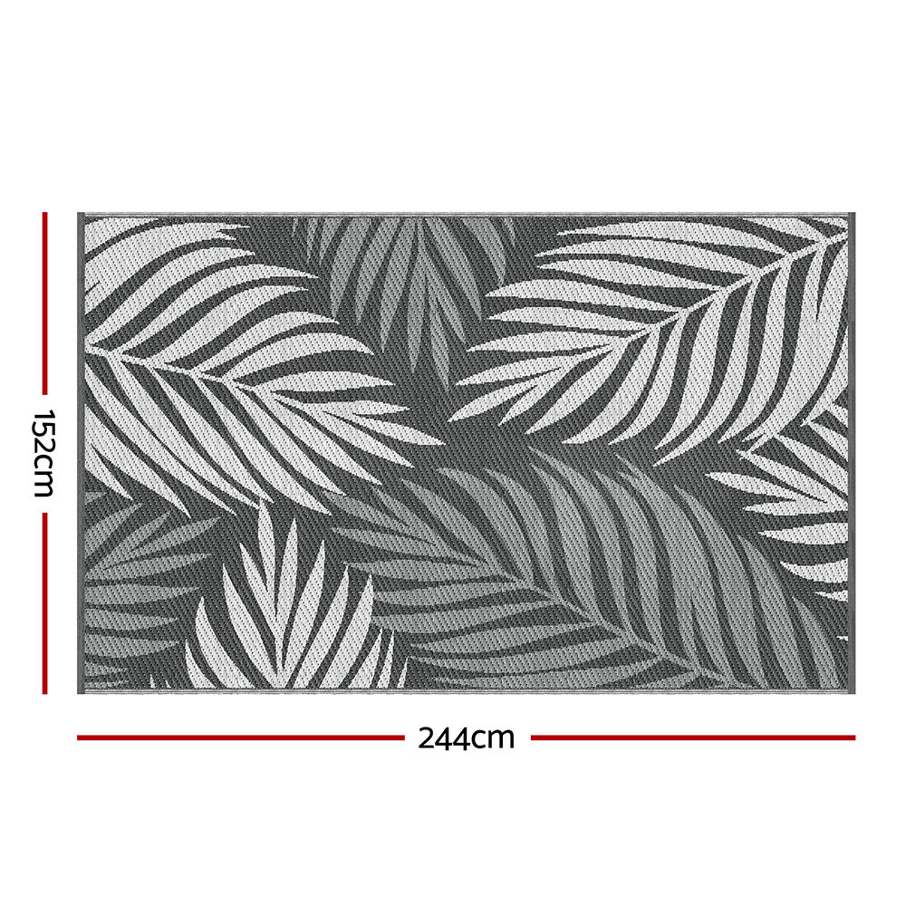 Gardeon Outdoor Rugs 152x244cm Large Carpet Reversible Area Mat PP Dual-Sided Patio Rug Leaf - Image 2