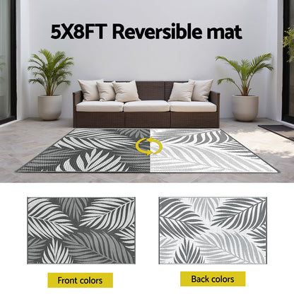Gardeon Outdoor Rugs 152x244cm Large Carpet Reversible Area Mat PP Dual-Sided Patio Rug Leaf - Image 6