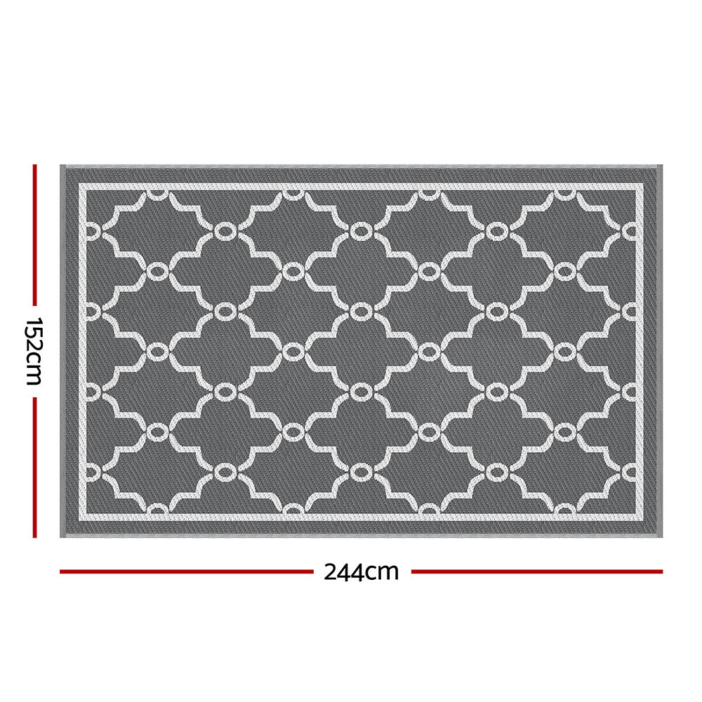 Gardeon Outdoor Rugs 152x244cm Large Carpet Reversible Area Mat PP Dual-Sided Patio Rug Maroc - Image 2