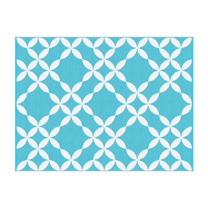 Gardeon Outdoor Rugs 274x366cm Large Carpet Reversible Area Mat PP Dual-Sided Patio Rug Light Blue - Image 3