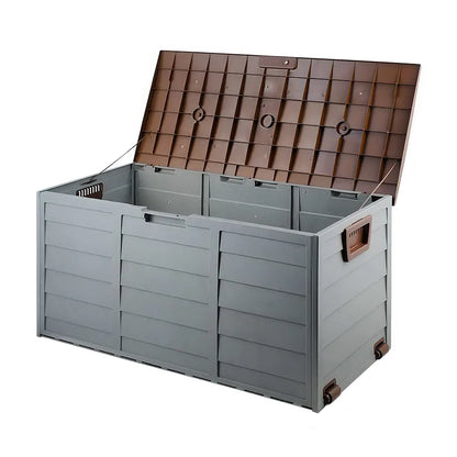Gardeon Outdoor Storage Box 290L Lockable Organiser Garden Deck Shed Tool Brown - Image 8