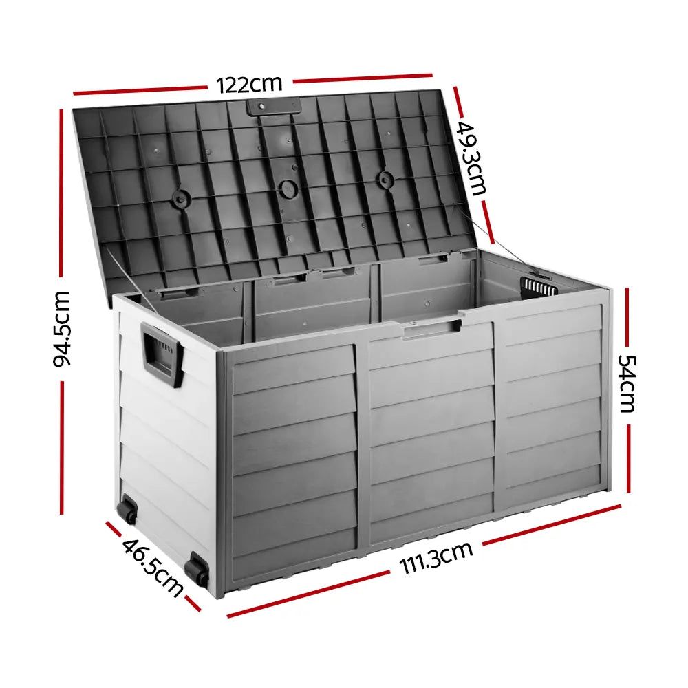 Gardeon Outdoor Storage Box 290L Lockable Organiser Garden Deck Shed Tool Black - Image 2