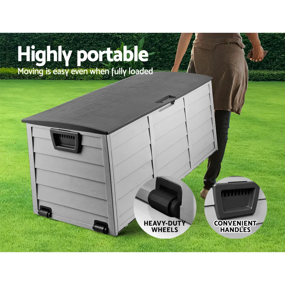 Gardeon Outdoor Storage Box 290L Lockable Organiser Garden Deck Shed Tool Black - Image 7