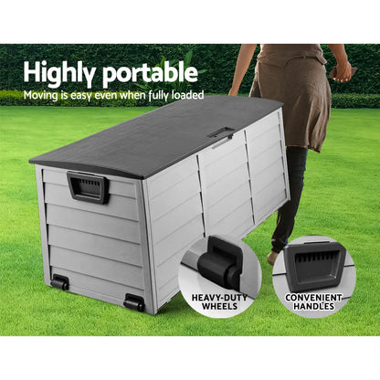 Gardeon Outdoor Storage Box 290L Lockable Organiser Garden Deck Shed Tool Black - Image 7