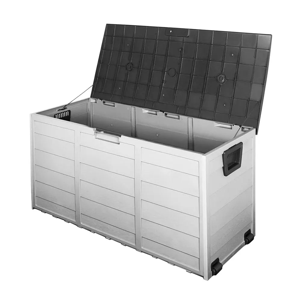 Gardeon Outdoor Storage Box 290L Lockable Organiser Garden Deck Shed Tool Black - Image 8