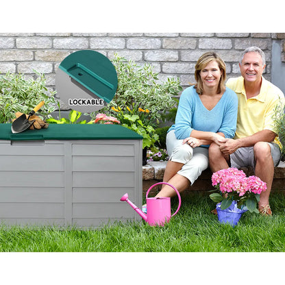 Gardeon Outdoor Storage Box 290L Lockable Organiser Garden Deck Shed Tool Green - Image 6