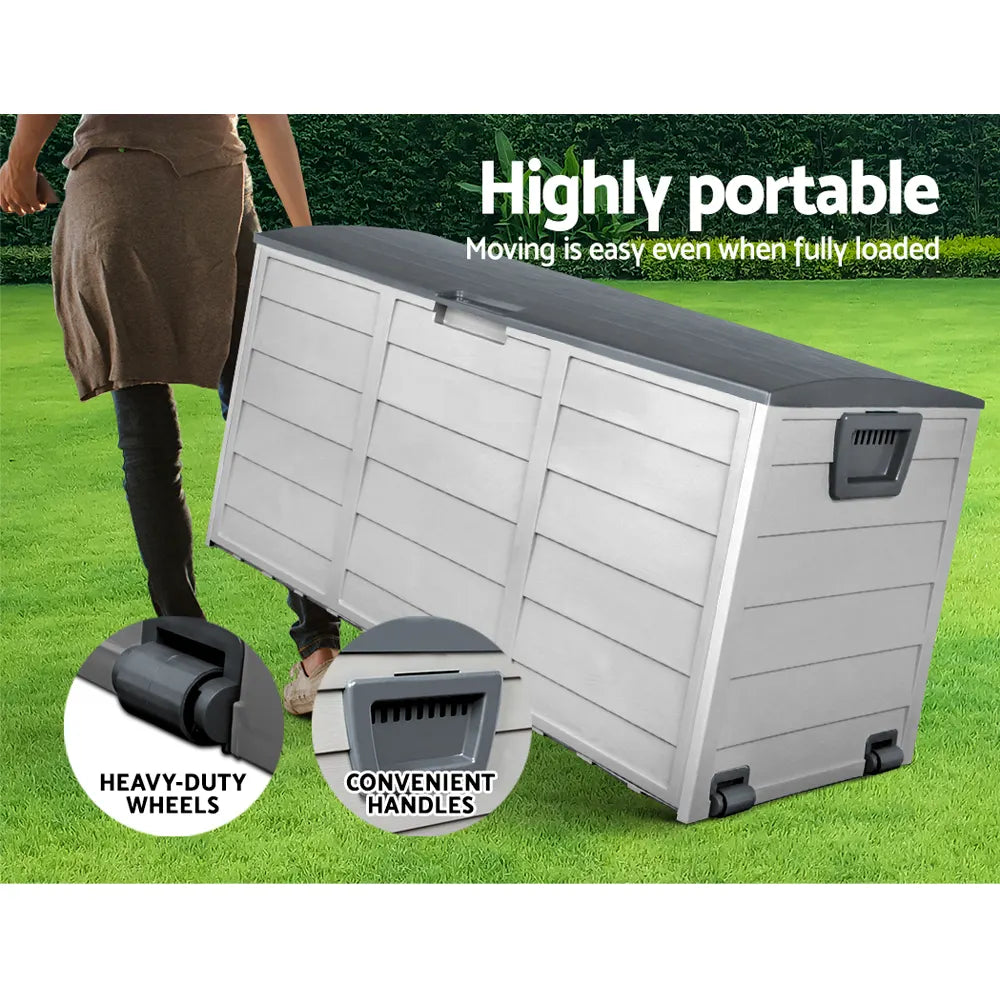 Gardeon Outdoor Storage Box 290L Lockable Organiser Garden Deck Shed Tool Grey - Image 7