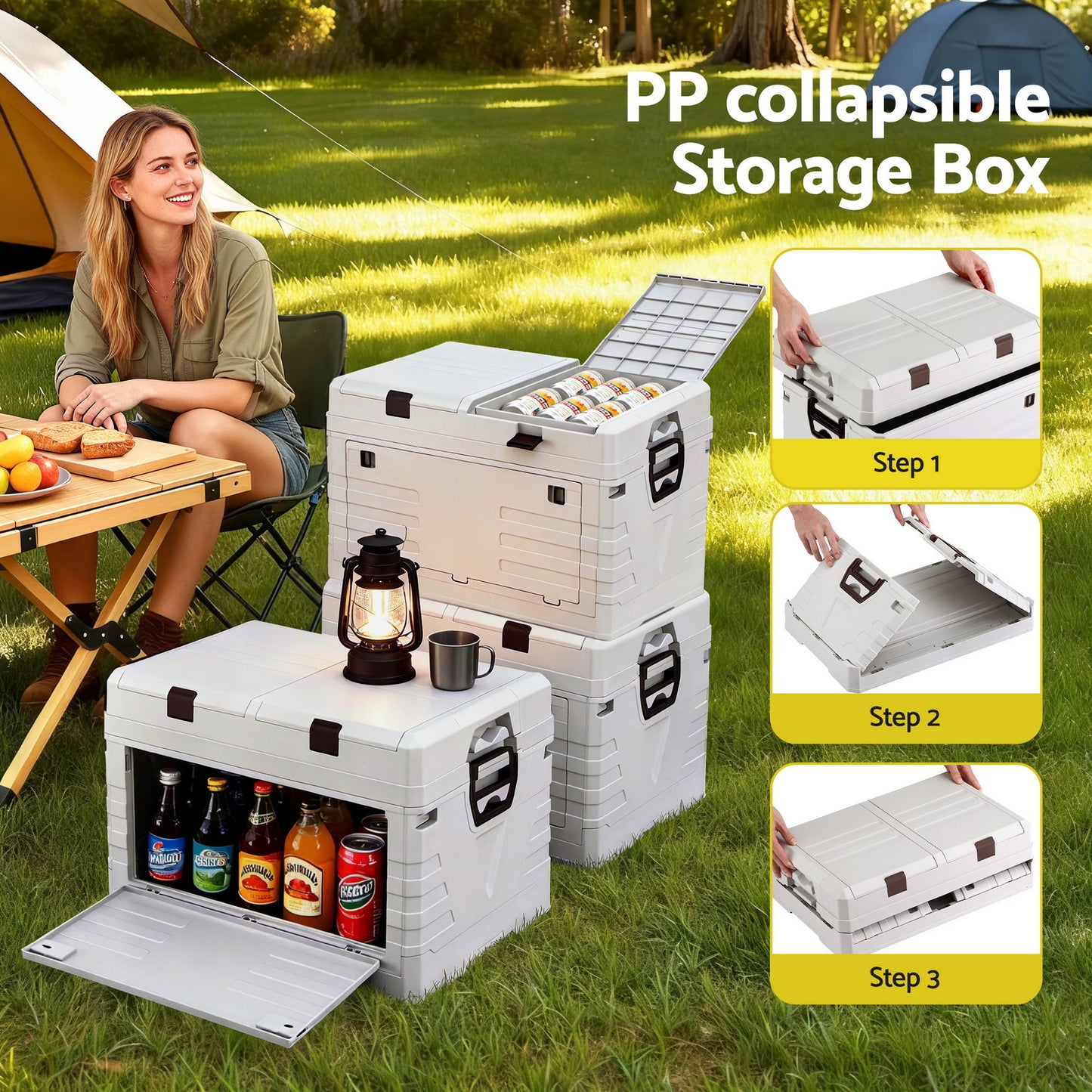 Gardeon 60L Outdoor Storage Box Foldable Camping Collapsible Bins Organizer - Image 4