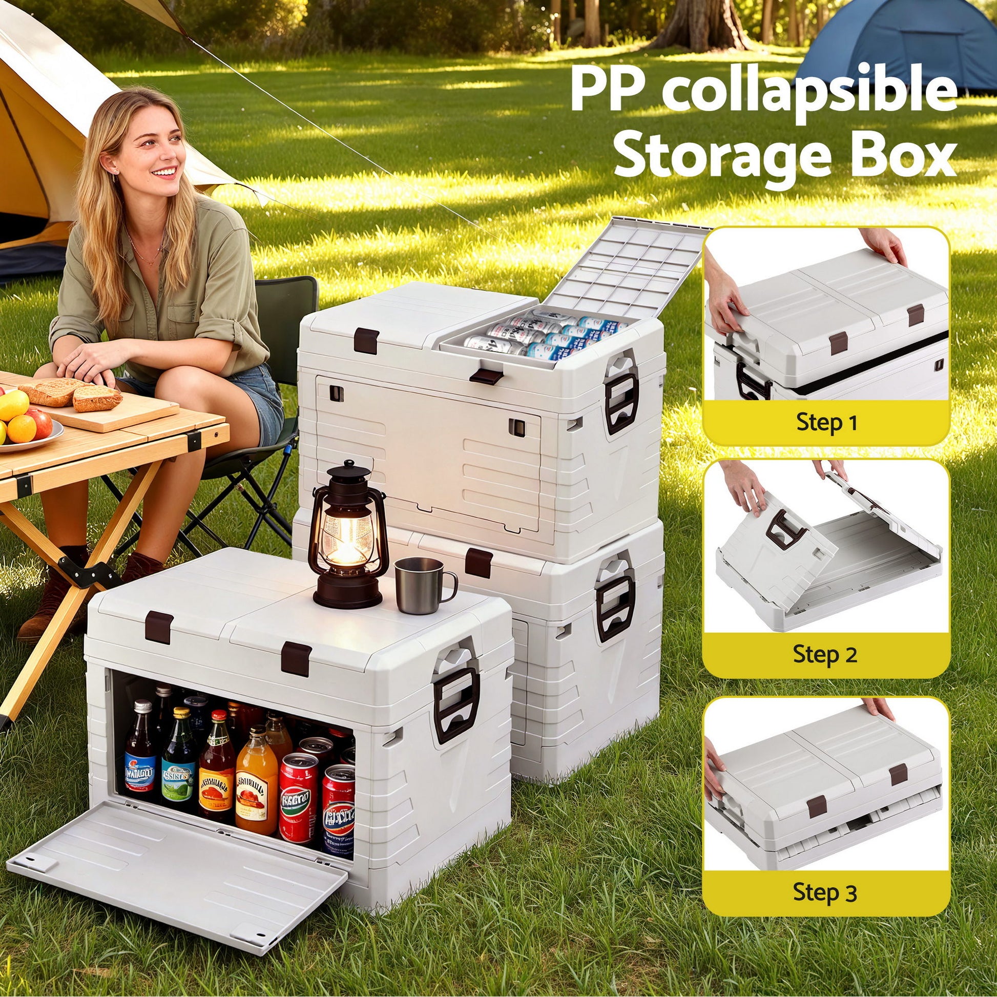 Gardeon 80L Outdoor Storage Box Foldable Camping Collapsible Bins Organizer - Image 4