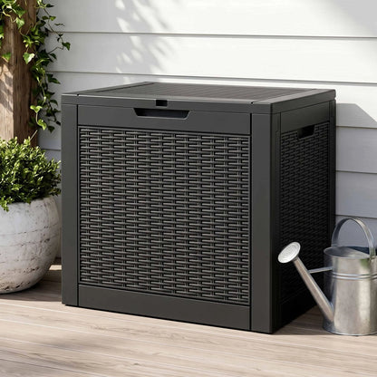 Gardeon Outdoor Storage Box 118L Container Lockable Garden Toy Tool Rattan-Texture Black - Image 9