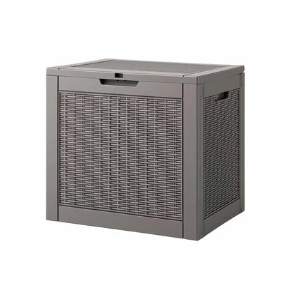 Gardeon Outdoor Storage Box 118L Container Lockable Garden Toy Tool Rattan-Texture Brown - Image 9