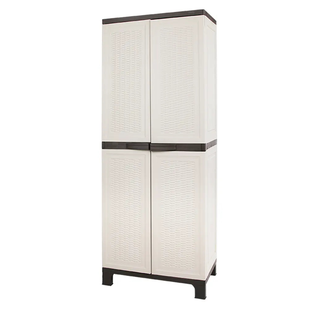 Gardeon Outdoor Storage Cabinet Box 173cm Lockable Cupboard Sheds Adjustable Rattan Beige - Image 3