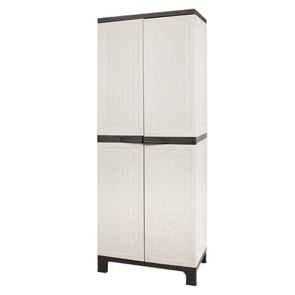 Gardeon Outdoor Storage Cabinet Box 173cm Lockable Cupboard Sheds Adjustable Rattan Beige - Image 3