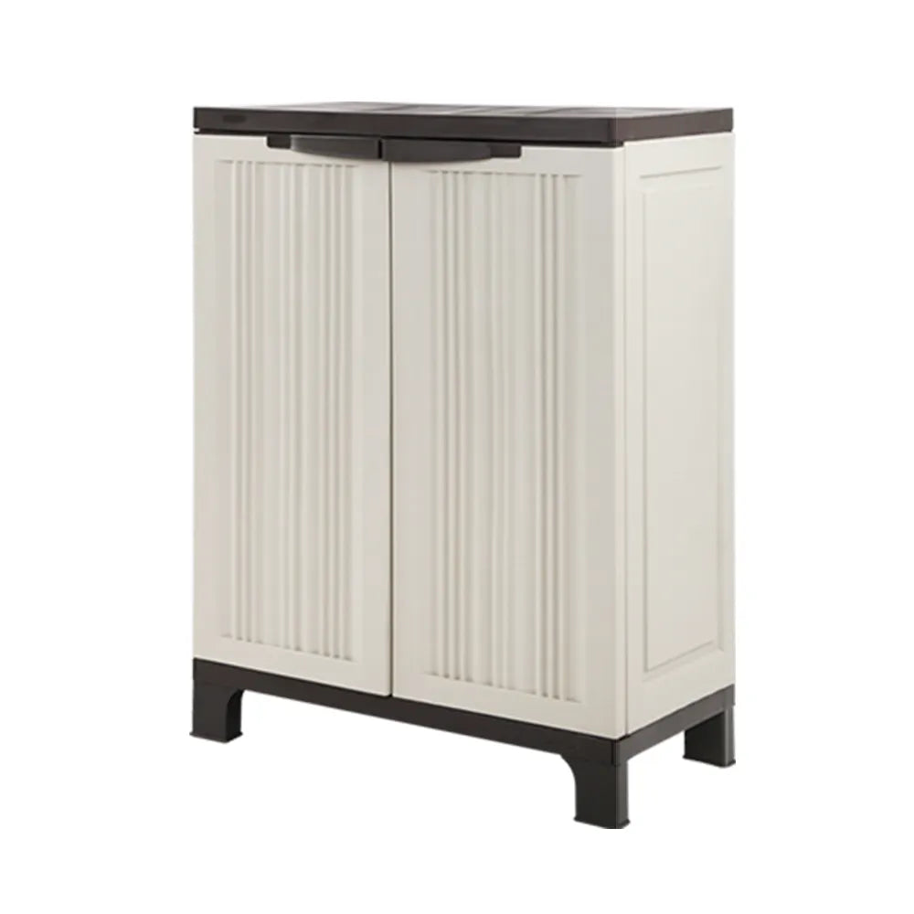 Gardeon Outdoor Storage Cabinet Box 92cm Lockable Cupboard Sheds Garage Adjustable Beige - Image 3